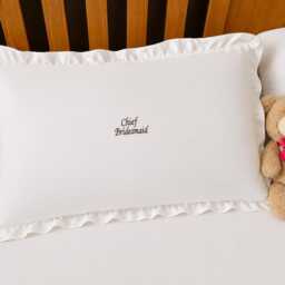 Personalised Miss To Mrs Cotton Ruffle Princess Pillowcase, Embroidered Bridal Gift, Anniversary Keepsake - thumbnail 3