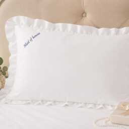 Personalised Miss To Mrs Cotton Ruffle Princess Pillowcase, Embroidered Bridal Gift, Anniversary Keepsake - thumbnail 2