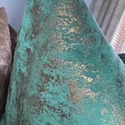 Green Gold Cushion Cover, Luxury Pillow Cover For Sofa Or Bed, Designer Velvet Touch Fabric Tapini Forest, Metallic - thumbnail 3