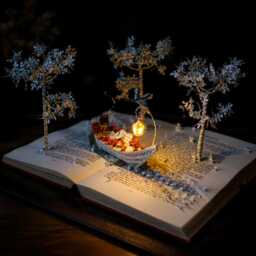 Illuminated Book Sculpture, Altered Art With Led Light, Literary Decor, Lover Gift, Into The Mystic - thumbnail 2