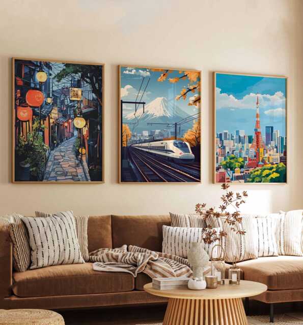 Set Of 3 Tokyo Posters, Japan Travel Prints, Japanese City Wall Art Set, Asian Decor, Modern Prints - image 1