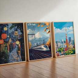 Set Of 3 Tokyo Posters, Japan Travel Prints, Japanese City Wall Art Set, Asian Decor, Modern Prints - thumbnail 3