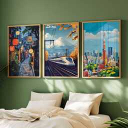 Set Of 3 Tokyo Posters, Japan Travel Prints, Japanese City Wall Art Set, Asian Decor, Modern Prints - thumbnail 2