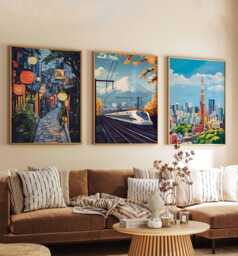 Set Of 3 Tokyo Posters, Japan Travel Prints, Japanese City Wall Art Set, Asian Decor, Modern Prints - thumbnail 1