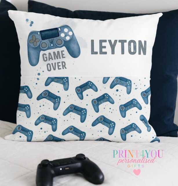 Personalised Gamer Book Cushion With Pocket - Boys Gaming Room Gift - image 1