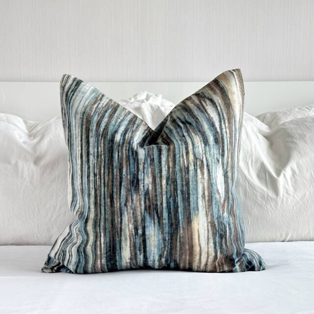 Rustic Indigo Bark Design Pillow Cover Vintage Ethnic Textile - 20x20 - image 1