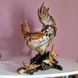 Butterfly Family, Sculpture, Carving, Wooden Heart, Home Decor, House Warming, Wood Unique - thumbnail 3
