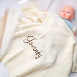 Personalised Baby Blanket, Custom Embroidered Name Cotton Swaddle, Newborn Girl Gift, Shower Present, Soft Keepsake Nursery Throw - thumbnail 3