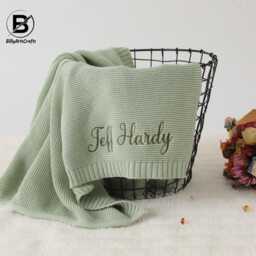Personalised Baby Blanket, Custom Embroidered Name Cotton Swaddle, Newborn Girl Gift, Shower Present, Soft Keepsake Nursery Throw - thumbnail 2
