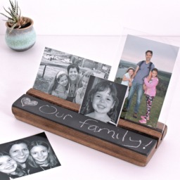 Chalk Board Photo Block - Photo Frame Multiple Holder- Wooden Keepsake 5Th Anniversary Gift Mothers Day Idea Multi - thumbnail 1