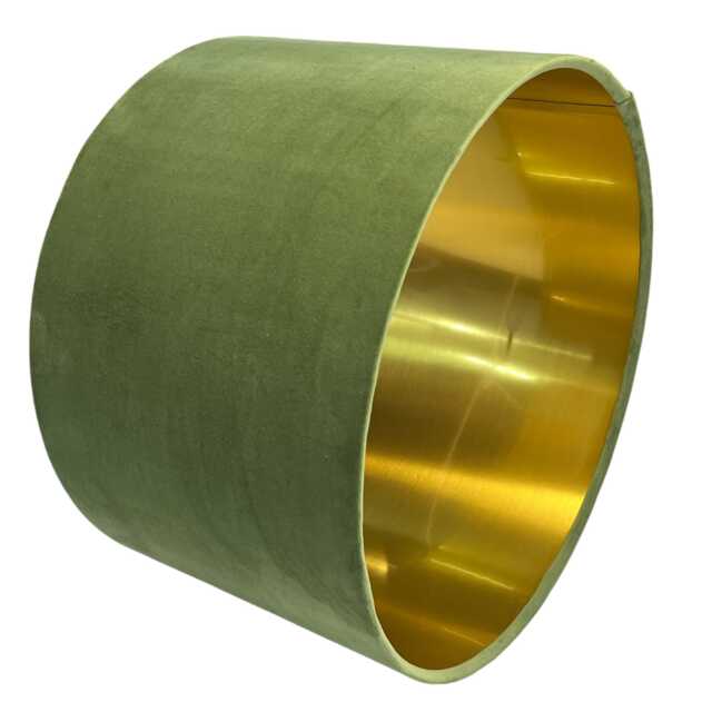 Olive Green Velvet Lampshade With Brushed Gold Lining, Handmade Lampshades, Table Lamp Shade - image 1