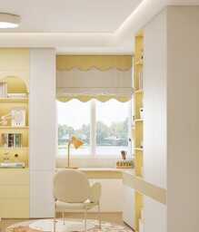 85 Colors Custom Roman Shades For Nursery , Shade With Pulley, Window Blind Kid, Cotton Blend Roman Valance - thumbnail 1