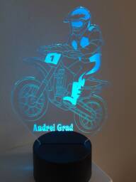 Personalized 3D Motocross Led Lamp, Bluetooth App Control - thumbnail 1