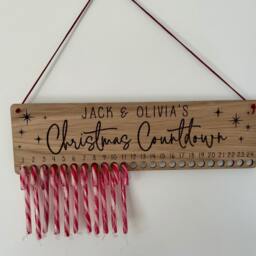 Candy Cane Christmas Countdown Wooden Plaque- Personalised Advent Calendar- Traditions- Personalised Advent Festive Kids Children Xmas Decor - thumbnail 3