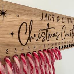 Candy Cane Christmas Countdown Wooden Plaque- Personalised Advent Calendar- Traditions- Personalised Advent Festive Kids Children Xmas Decor - thumbnail 2