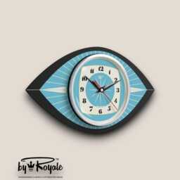 Mid Century Modern Royalexe Smeg Blue Laminate Clock By Royale - Choice Of 12 Colours - thumbnail 3