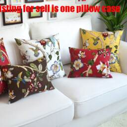 Hummingbird Tree Flower Pillow Cover, Cotton Canvas, Decorative Cushion - thumbnail 4