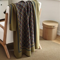 Knitted Throw Blanket Retro Geometric Pattern Sofa & Bed Cover - thumbnail 2