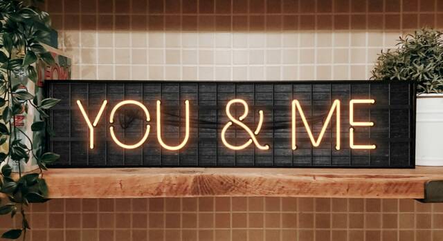 You & Me Metal Print Framed Neon Style Gallery Wall Art - image 1