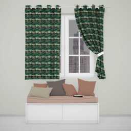 Scenic Landscape City Night Seamless Pattern Readymade Eyelet Ring Top Thermal 100% Blackout Curtains - thumbnail 1