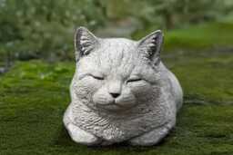 Outdoor Cat Statue Concrete Kitty Figurine Stone Kitten Sculpture Cement Memorial Decoration Pet Ornament Front Door Decor Yard Art - thumbnail 1