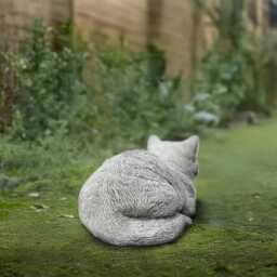 Outdoor Cat Statue Concrete Kitty Figurine Stone Kitten Sculpture Cement Memorial Decoration Pet Ornament Front Door Decor Yard Art - thumbnail 2