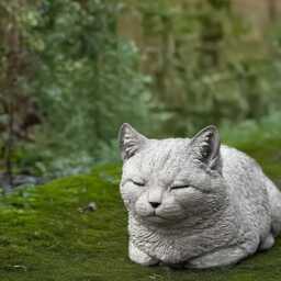 Outdoor Cat Statue Concrete Kitty Figurine Stone Kitten Sculpture Cement Memorial Decoration Pet Ornament Front Door Decor Yard Art - thumbnail 4