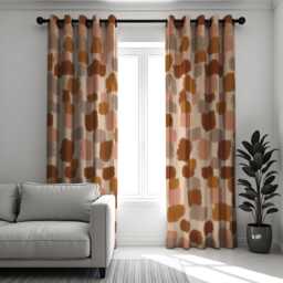 Abstract Pattern Curtains, Warm Color Blocks Drapes, Blush & Terracotta Modern Window Treatment, Living Room & Bedroom Decor - thumbnail 3