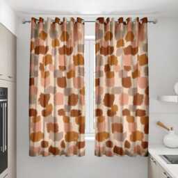 Abstract Pattern Curtains, Warm Color Blocks Drapes, Blush & Terracotta Modern Window Treatment, Living Room & Bedroom Decor - thumbnail 2