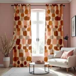 Abstract Pattern Curtains, Warm Color Blocks Drapes, Blush & Terracotta Modern Window Treatment, Living Room & Bedroom Decor