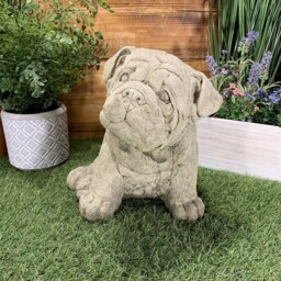 Stone Garden Cute Bulldog Pup Puppy Hand Cast Statue Gift Ornament - thumbnail 3