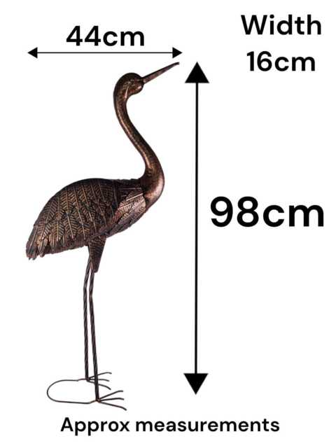 Metal Copper Heron Garden Ornament Sculpture Bird Outdoor Decor Single Or Set - image 1