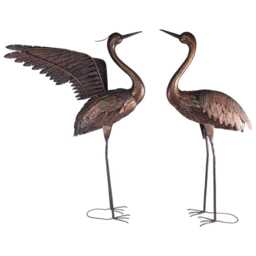 Metal Copper Heron Garden Ornament Sculpture Bird Outdoor Decor Single Or Set - thumbnail 3