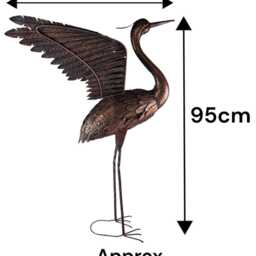 Metal Copper Heron Garden Ornament Sculpture Bird Outdoor Decor Single Or Set - thumbnail 2