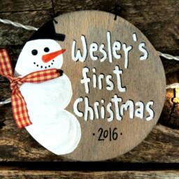 Baby Keepsake, First Christmas Ornaments, Tree Decor, Custom Name Pallet, Personalized Gifts, Snowman Decor - thumbnail 2