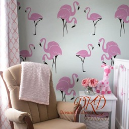 Pink Flamingo Wall Decal, Girls Room Decor - thumbnail 3