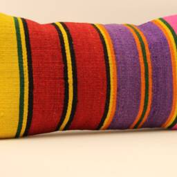 Lumbar Kilim Pillow 10x20 Handmade Oriental Home Boho Turkish Kilim Pillowcover Chair Small Oblong Cushion Cover Tribal 4Yef-134 - thumbnail 3