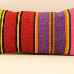 Lumbar Kilim Pillow 10x20 Handmade Oriental Home Boho Turkish Kilim Pillowcover Chair Small Oblong Cushion Cover Tribal 4Yef-134 - thumbnail 2