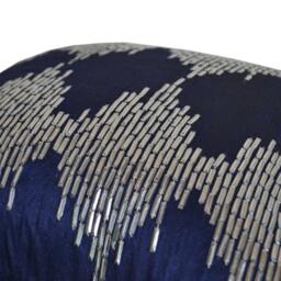 Navy Blue Silver Pillow Cover, Pillow, Sequin Pillowcase, Silk Throw Ikat Cushion - thumbnail 3
