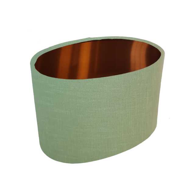 Sage Green Oval Lampshade in Linen With Copper Lining - image 1