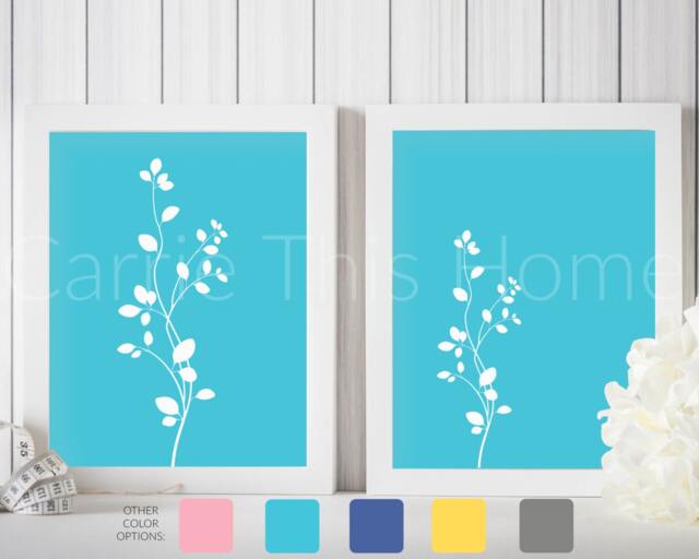 Printable Art Set - Turquoise Flowers Instant Download Living Room Decor Gallery Wall