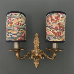 Hand Marbled Fantasy Zebra - Handmade, Candle Clip Half Shield Lampshade For Wall Lights - thumbnail 1