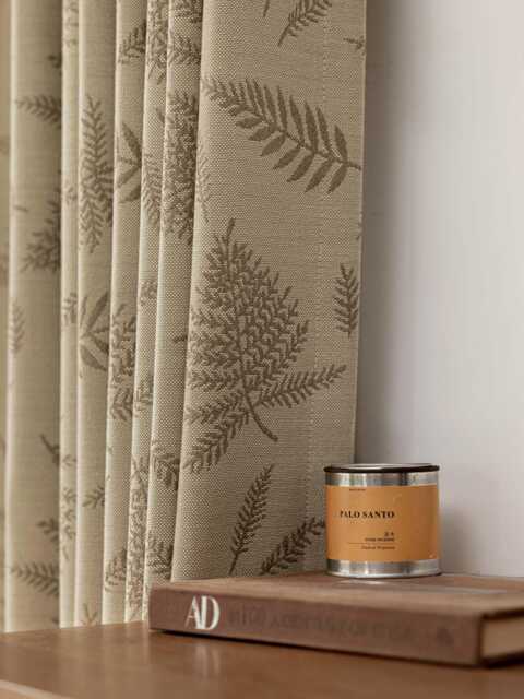 Tobias Linen Cotton Curtain, Natural Leafy Semi Blackout Room Darkening Textured Curtain Panel, 1Pc - image 1