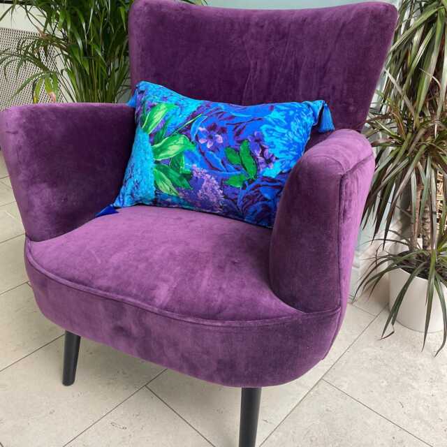 Orange Velvet Upholstered Armchair, Contemporary Cocktail Chair - image 1