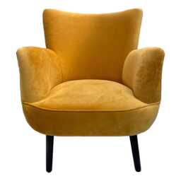 Orange Velvet Upholstered Armchair, Contemporary Cocktail Chair - thumbnail 4