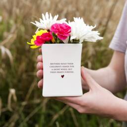 Mom Gift, Square Vase, Ready To Ship, Mothers Hold Their Children's Hands For A Short While, But Hearts Forever, Mother's Day Birthday - thumbnail 2
