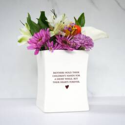Mom Gift, Square Vase, Ready To Ship, Mothers Hold Their Children's Hands For A Short While, But Hearts Forever, Mother's Day Birthday - thumbnail 3