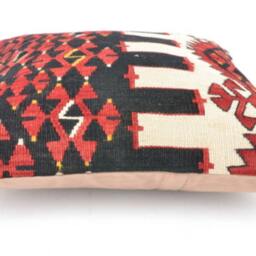"Kilim Pillow, Wool Kilim Cousin From Anatolia, 40x40 cm, 16""x16" - thumbnail 3