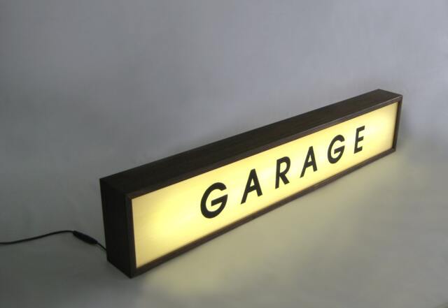 Lighted Garage Sign, Handcrafted Wooden Light Box Sign For Man Cave Wall Art, Hand Painted Signs, 84 X 16 cm - image 1