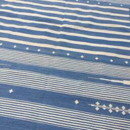 4x6 Light Denim & White Stripes Cotton Rug Dhurrie - Colour - thumbnail 3